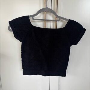 Elegant Black Textured Crop Top